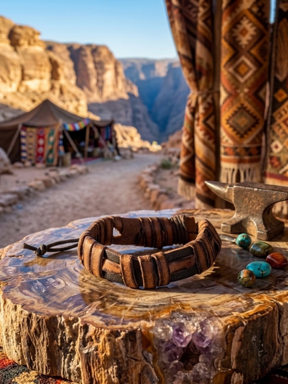 Hand Crafted Brown Leather Wrap Bracelet - Picture 1 of 1